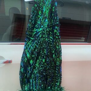 Stunning Green and Blue Sequin Dress